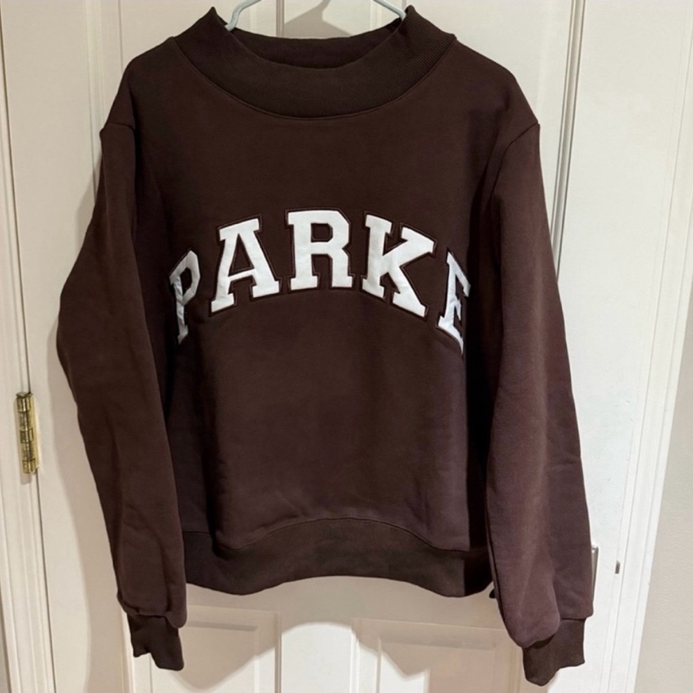 Parker Brown Crew Neck Sweater with Ribbed Details